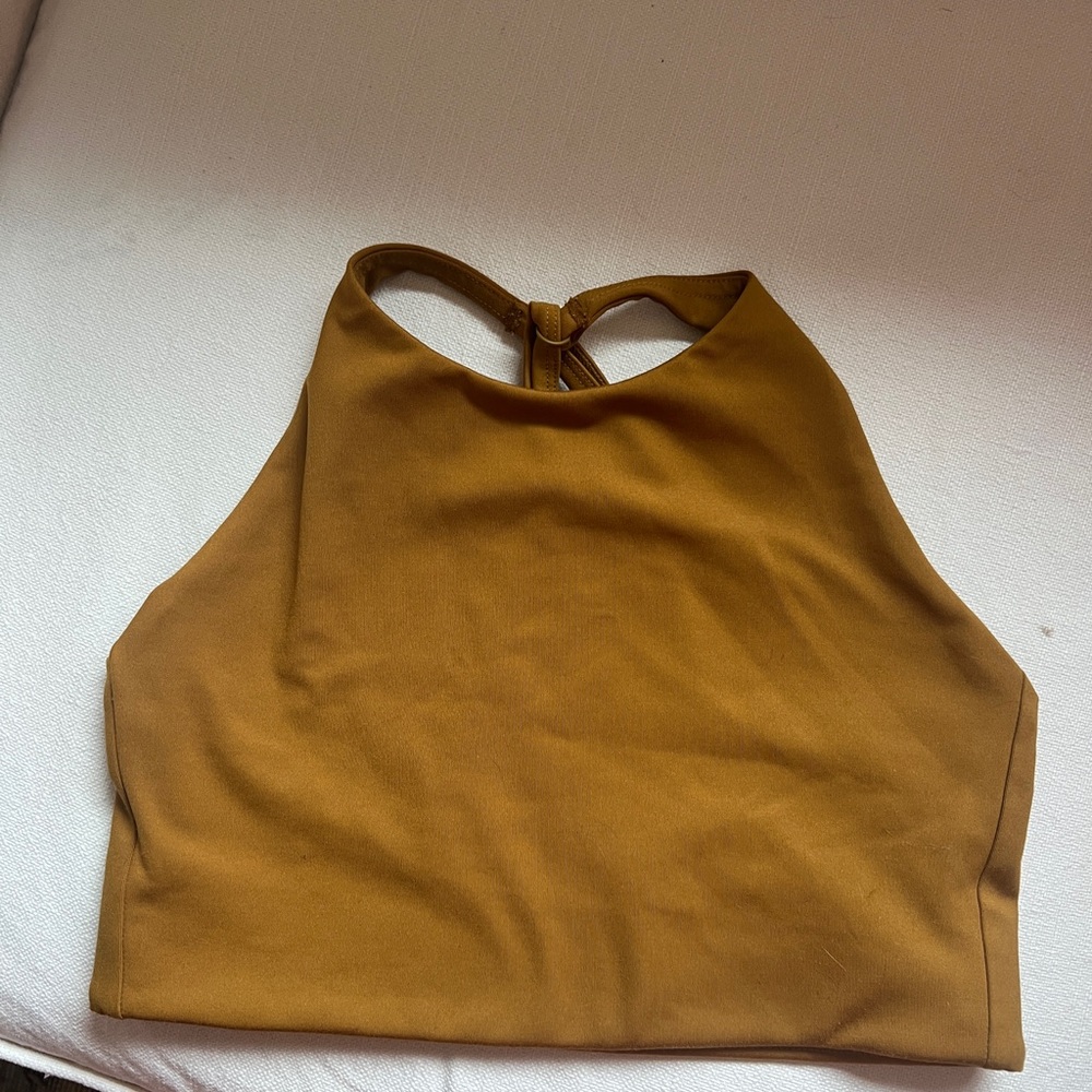 girlfriend collective High Neck Sports Bra in Mustard